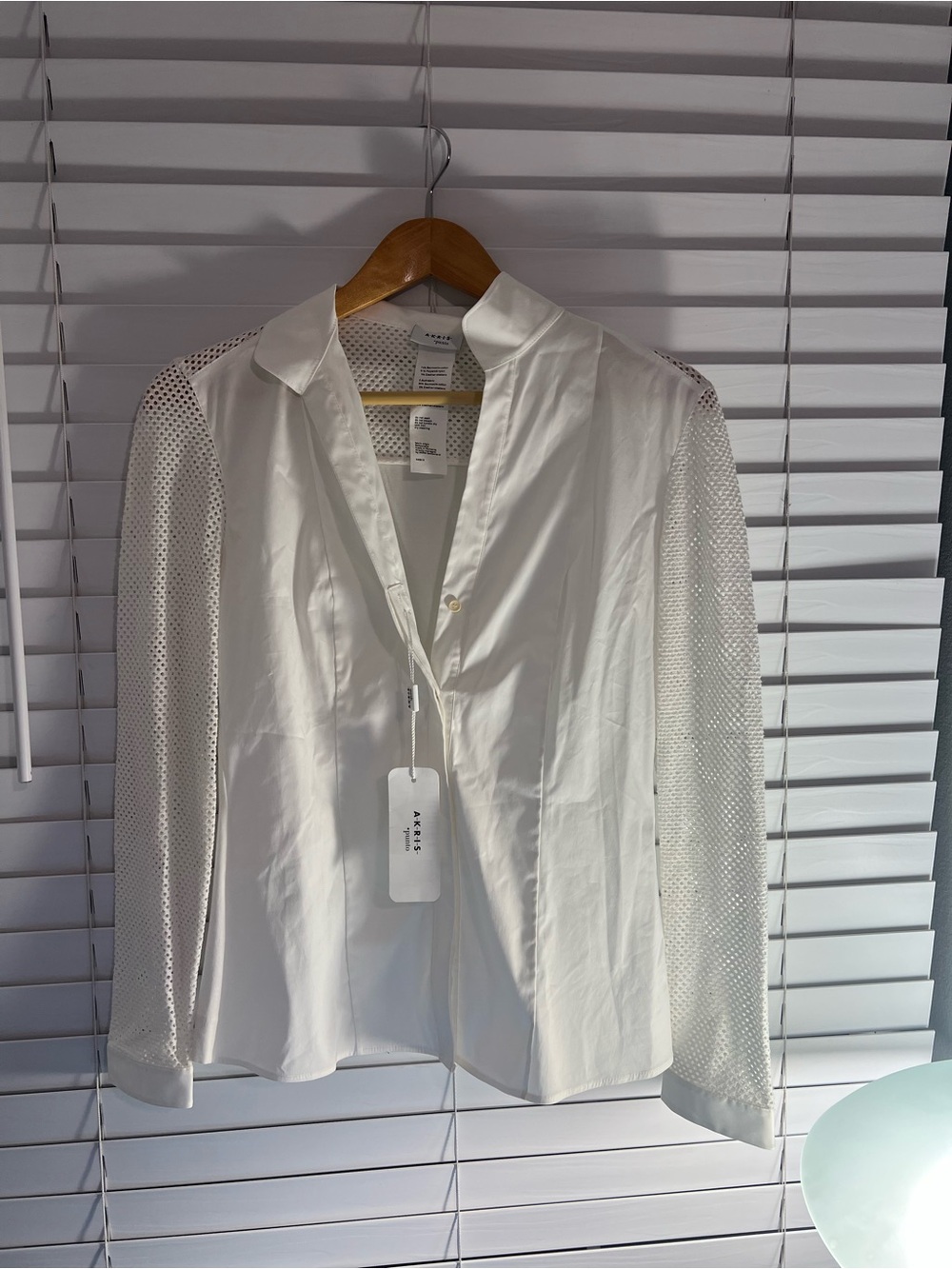 Akris Punto White Mesh-Sleeve Blazer